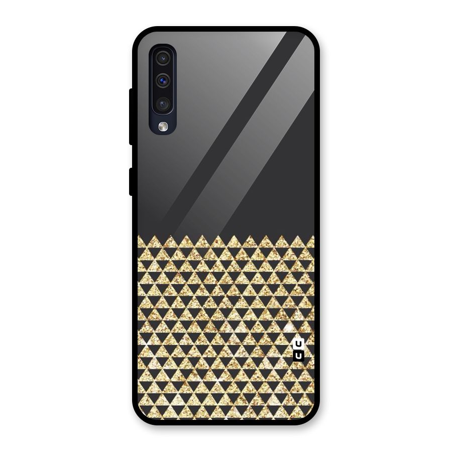 Dark Grey Golden Triangles Glass Back Case for Galaxy A50s