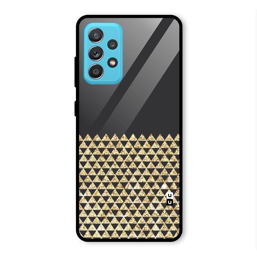 Dark Grey Golden Triangles Glass Back Case for Galaxy A52