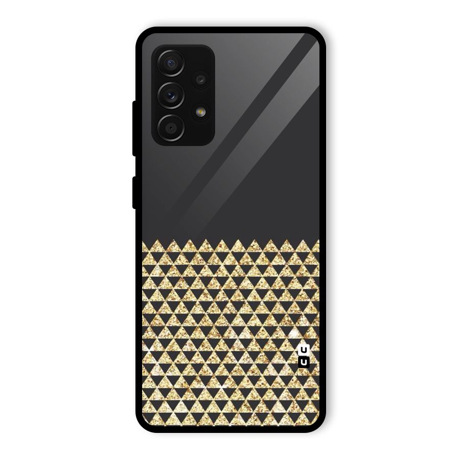 Dark Grey Golden Triangles Glass Back Case for Galaxy A53 5G