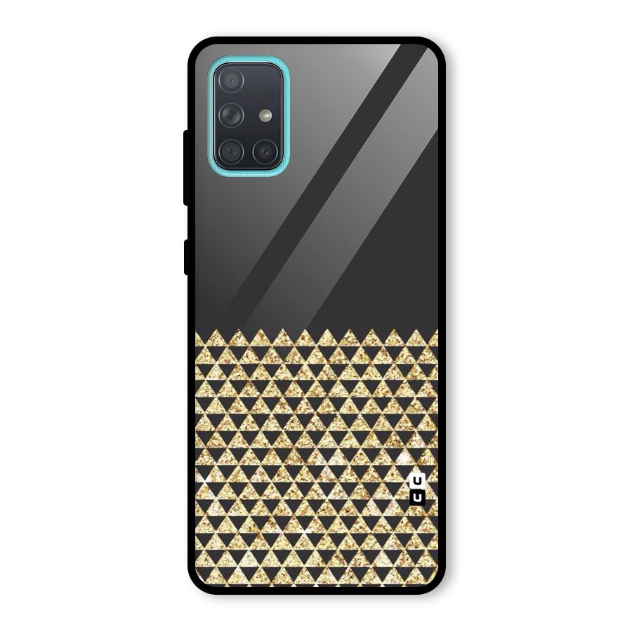 Dark Grey Golden Triangles Glass Back Case for Galaxy A71