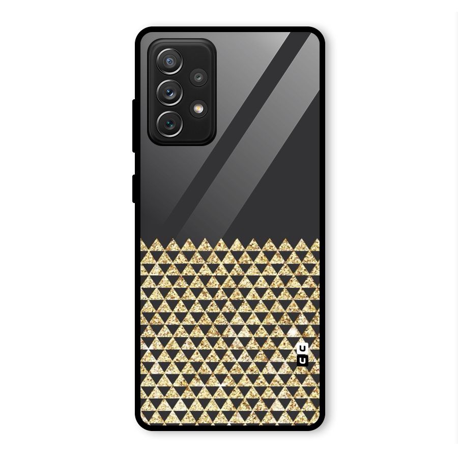 Dark Grey Golden Triangles Glass Back Case for Galaxy A72