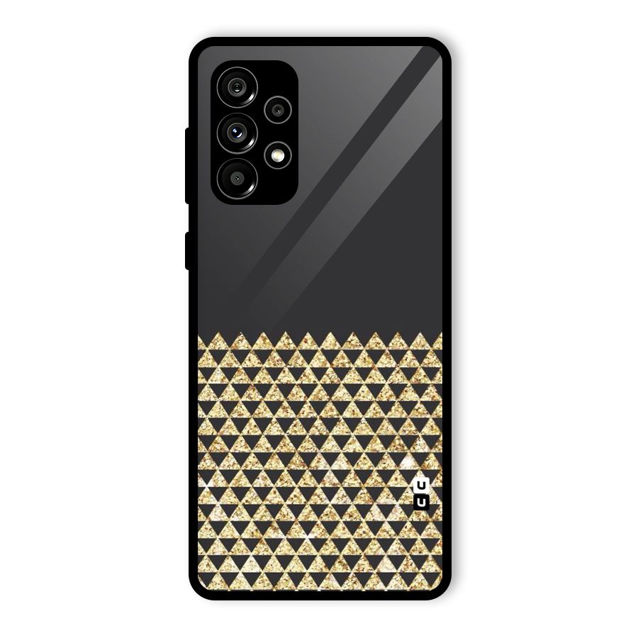 Dark Grey Golden Triangles Glass Back Case for Galaxy A73 5G