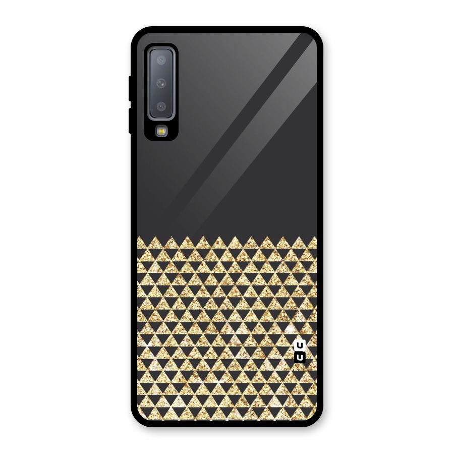 Dark Grey Golden Triangles Glass Back Case for Galaxy A7 (2018)