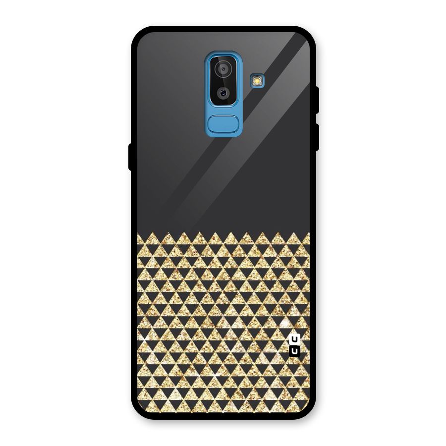Dark Grey Golden Triangles Glass Back Case for Galaxy J8