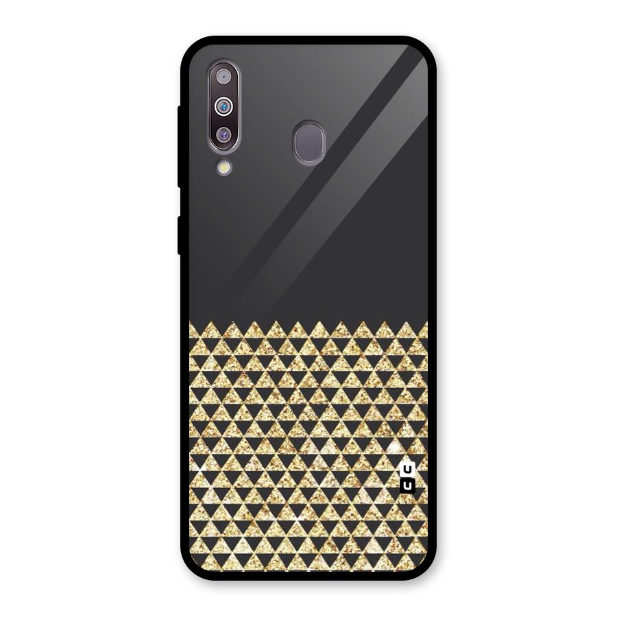 Dark Grey Golden Triangles Glass Back Case for Galaxy M30