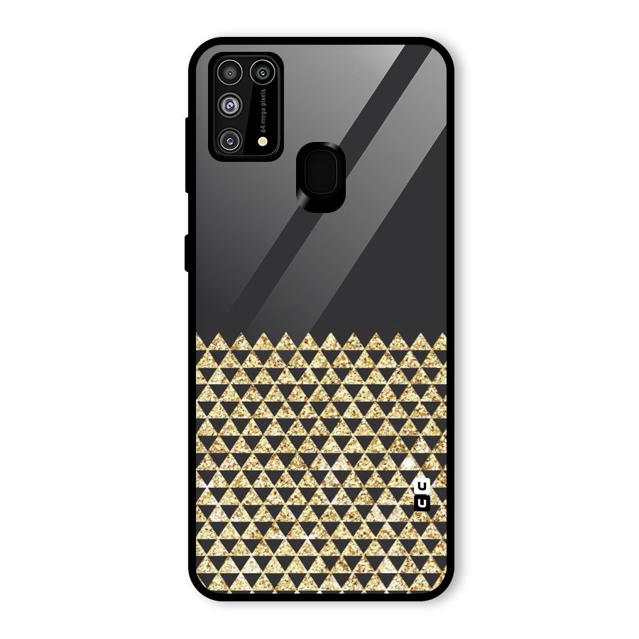 Dark Grey Golden Triangles Glass Back Case for Galaxy M31