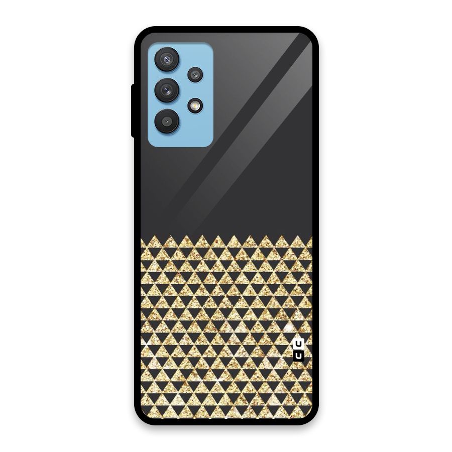 Dark Grey Golden Triangles Glass Back Case for Galaxy M32 5G