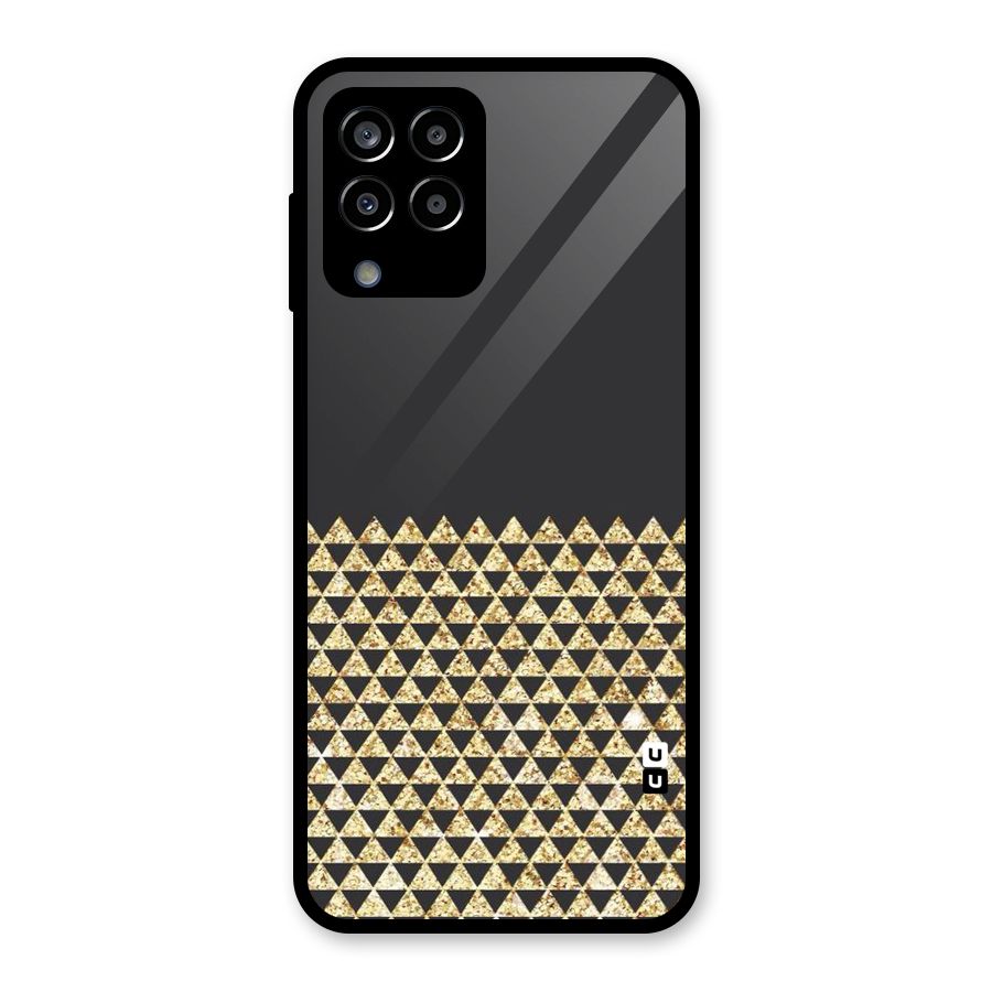 Dark Grey Golden Triangles Glass Back Case for Galaxy M33