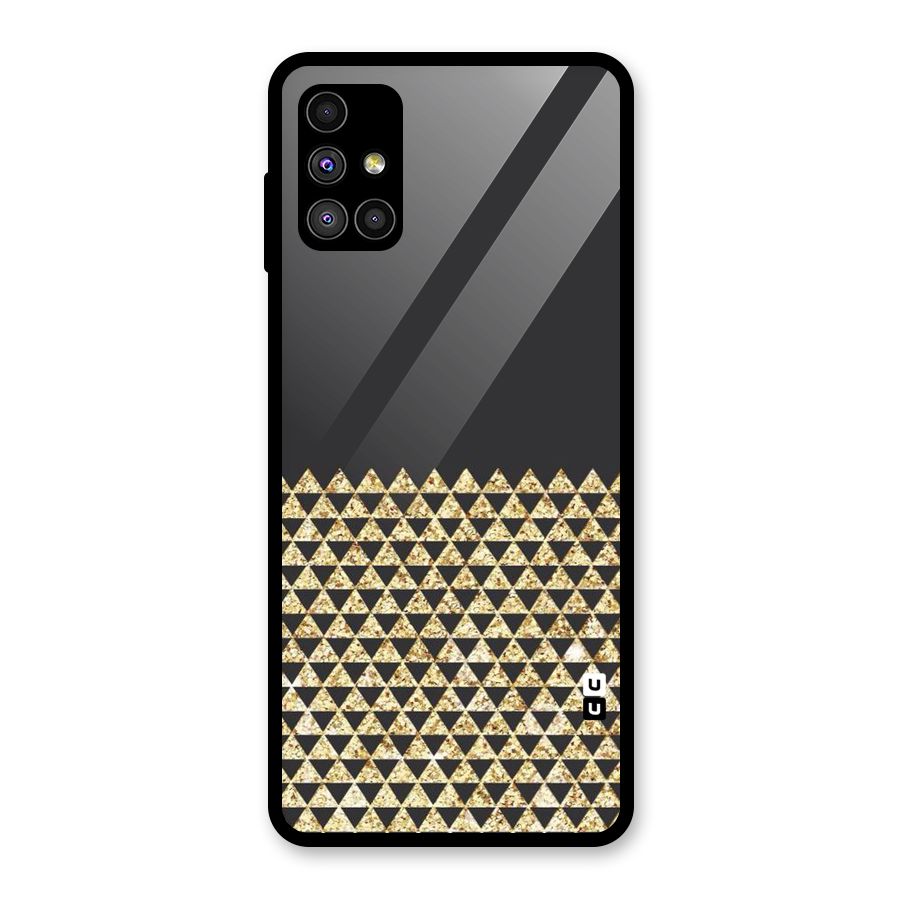 Dark Grey Golden Triangles Glass Back Case for Galaxy M51