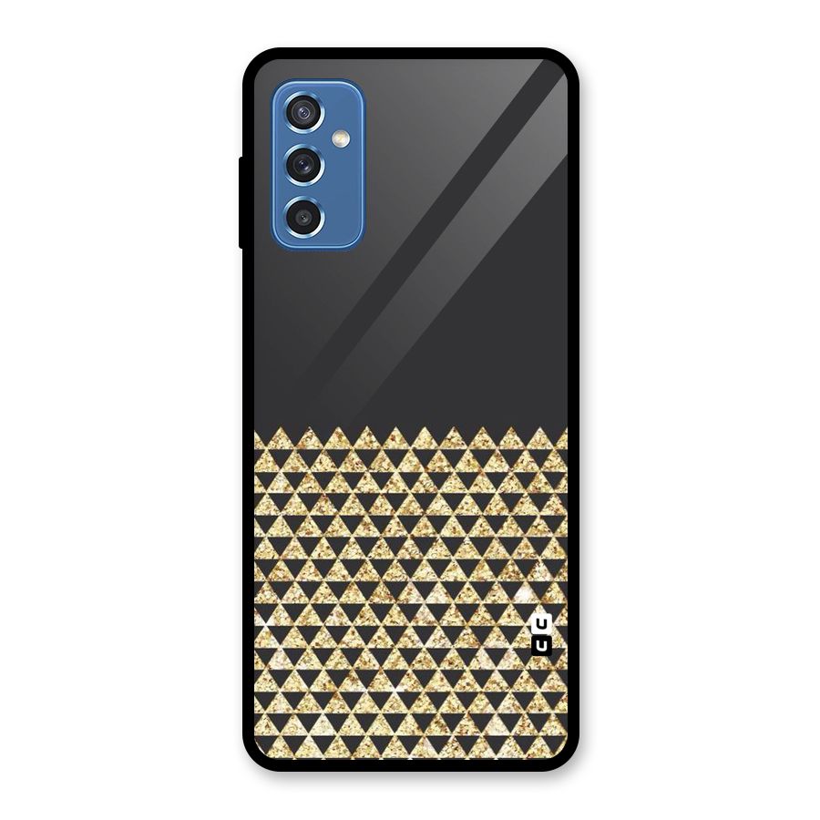 Dark Grey Golden Triangles Glass Back Case for Galaxy M52 5G