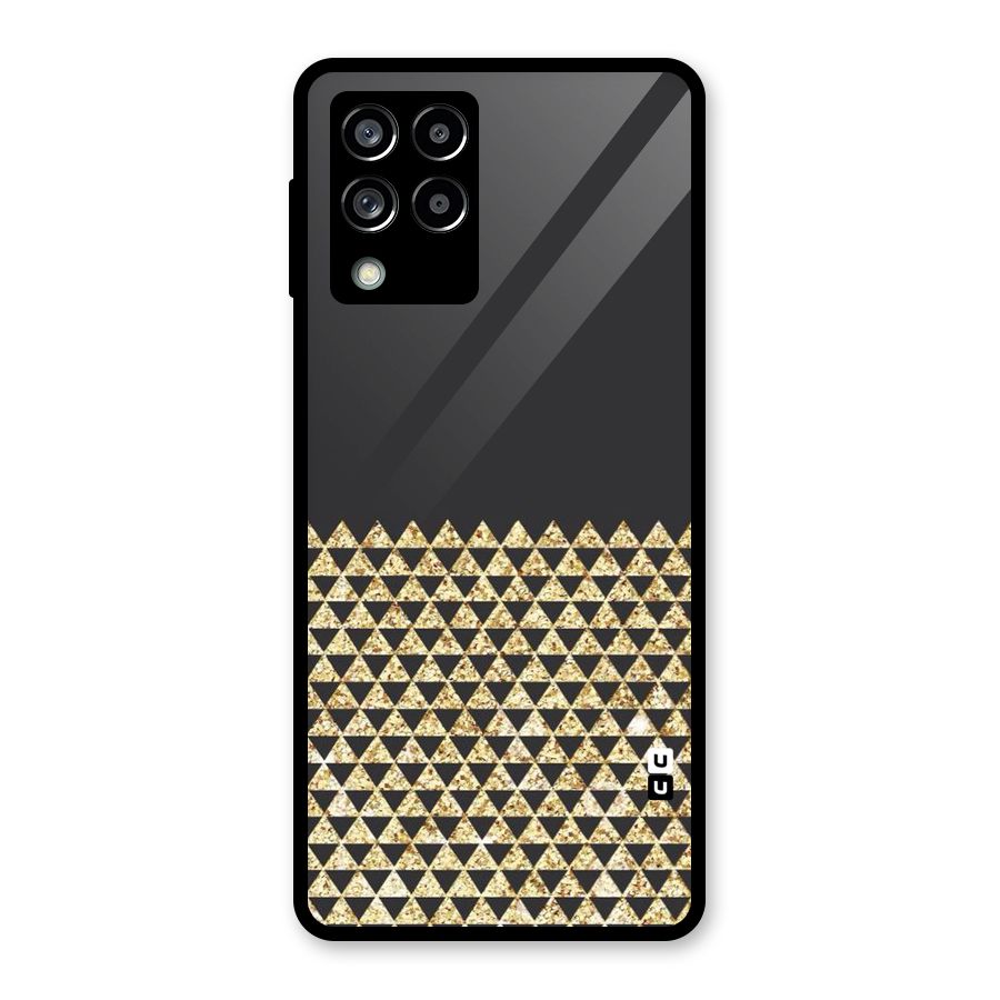 Dark Grey Golden Triangles Glass Back Case for Galaxy M53 5G
