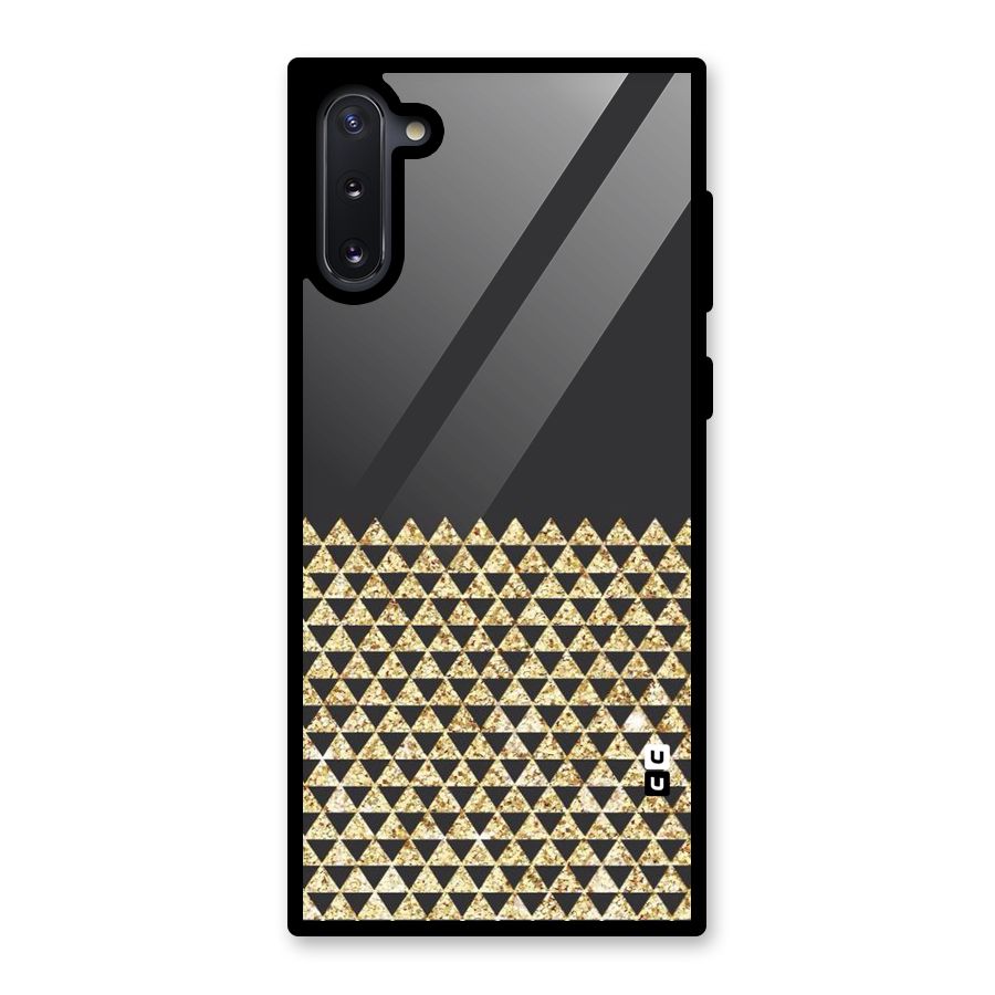 Dark Grey Golden Triangles Glass Back Case for Galaxy Note 10