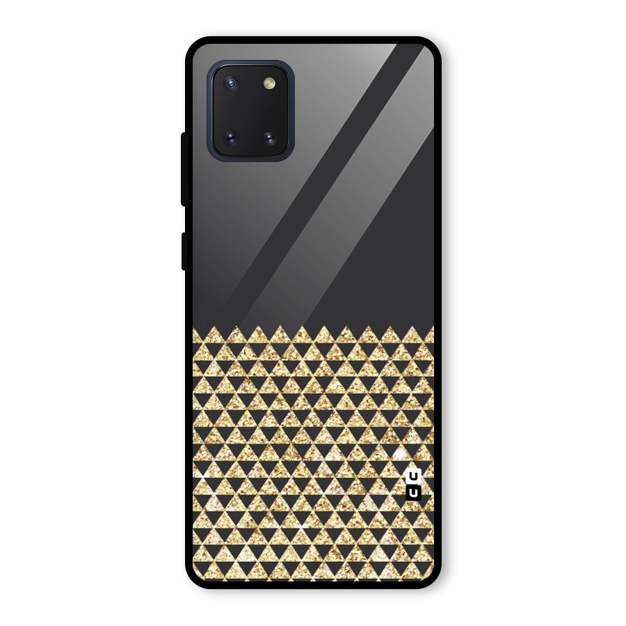 Dark Grey Golden Triangles Glass Back Case for Galaxy Note 10 Lite