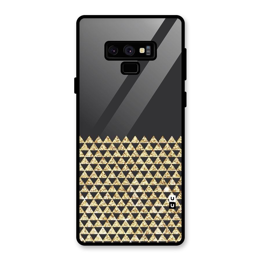 Dark Grey Golden Triangles Glass Back Case for Galaxy Note 9