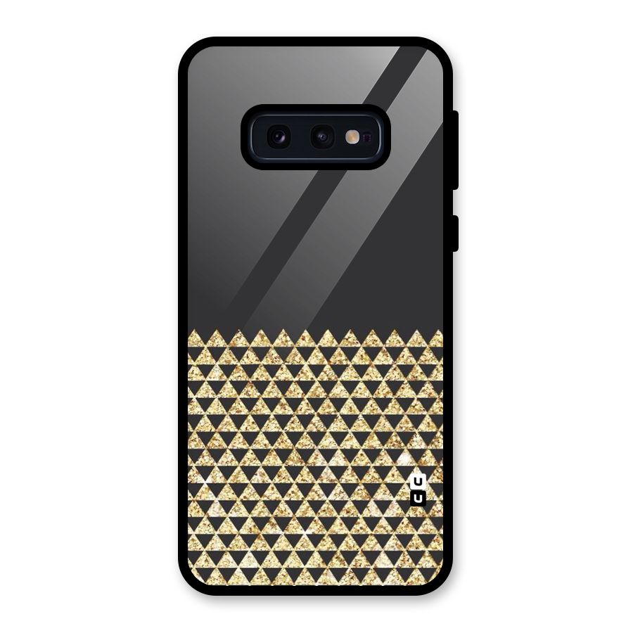 Dark Grey Golden Triangles Glass Back Case for Galaxy S10e