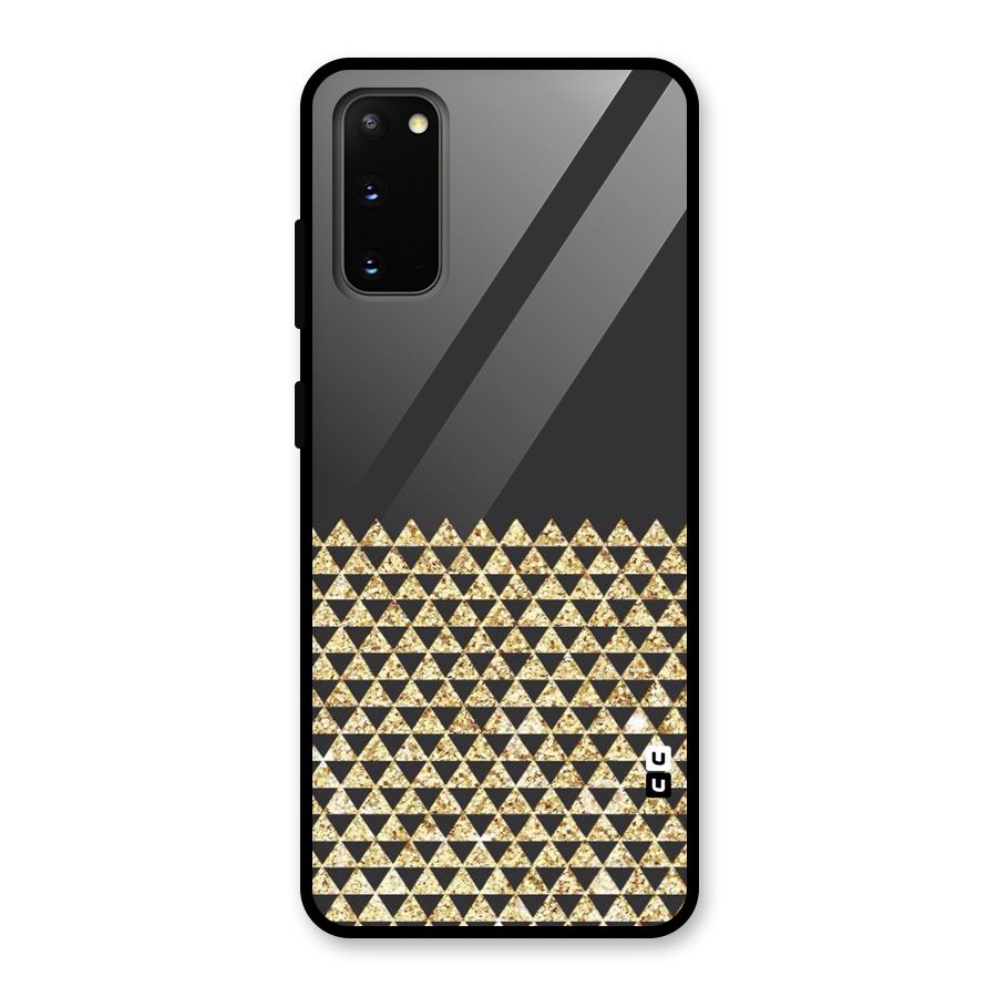 Dark Grey Golden Triangles Glass Back Case for Galaxy S20