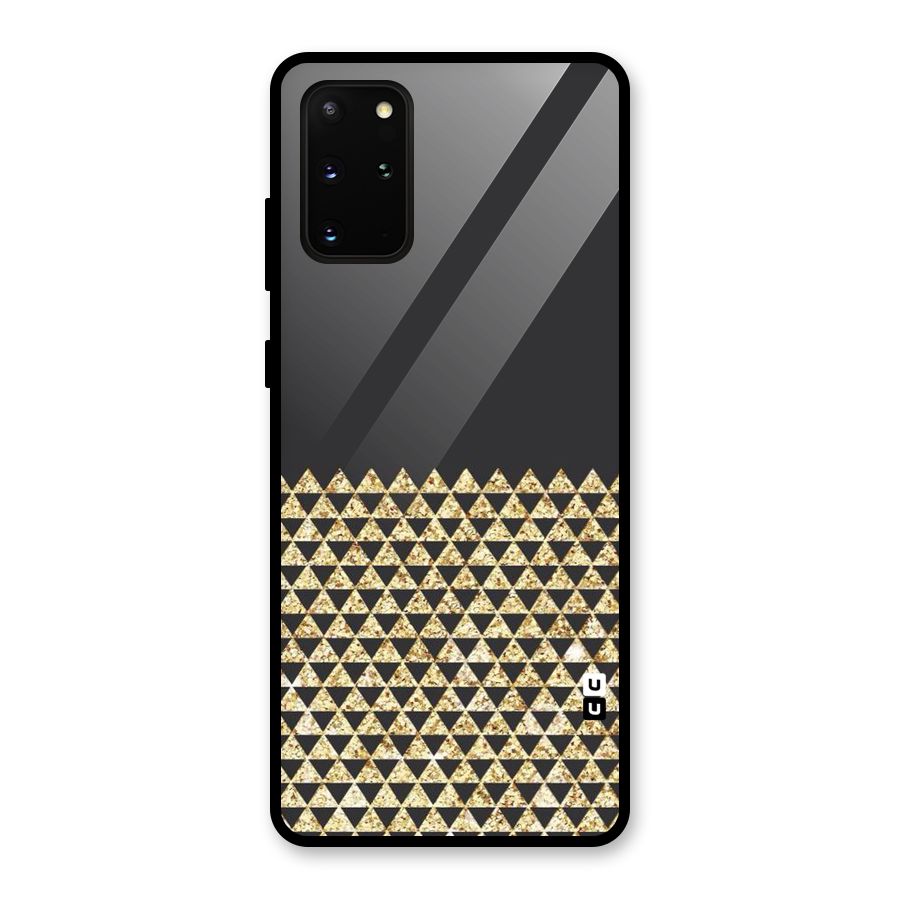 Dark Grey Golden Triangles Glass Back Case for Galaxy S20 Plus