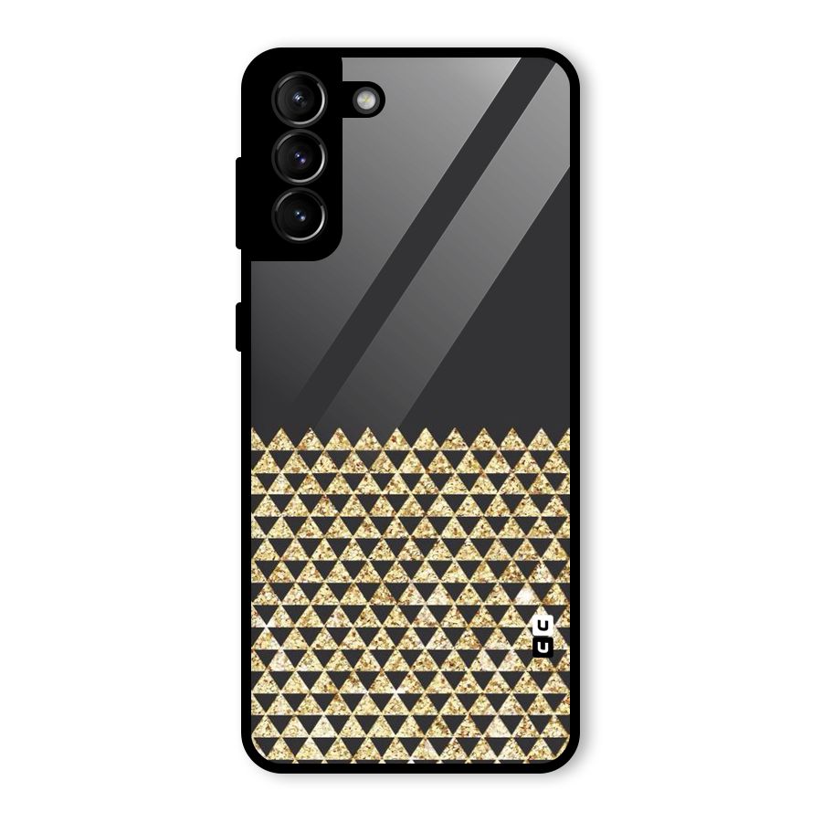 Dark Grey Golden Triangles Glass Back Case for Galaxy S21 Plus