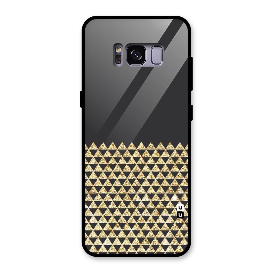 Dark Grey Golden Triangles Glass Back Case for Galaxy S8