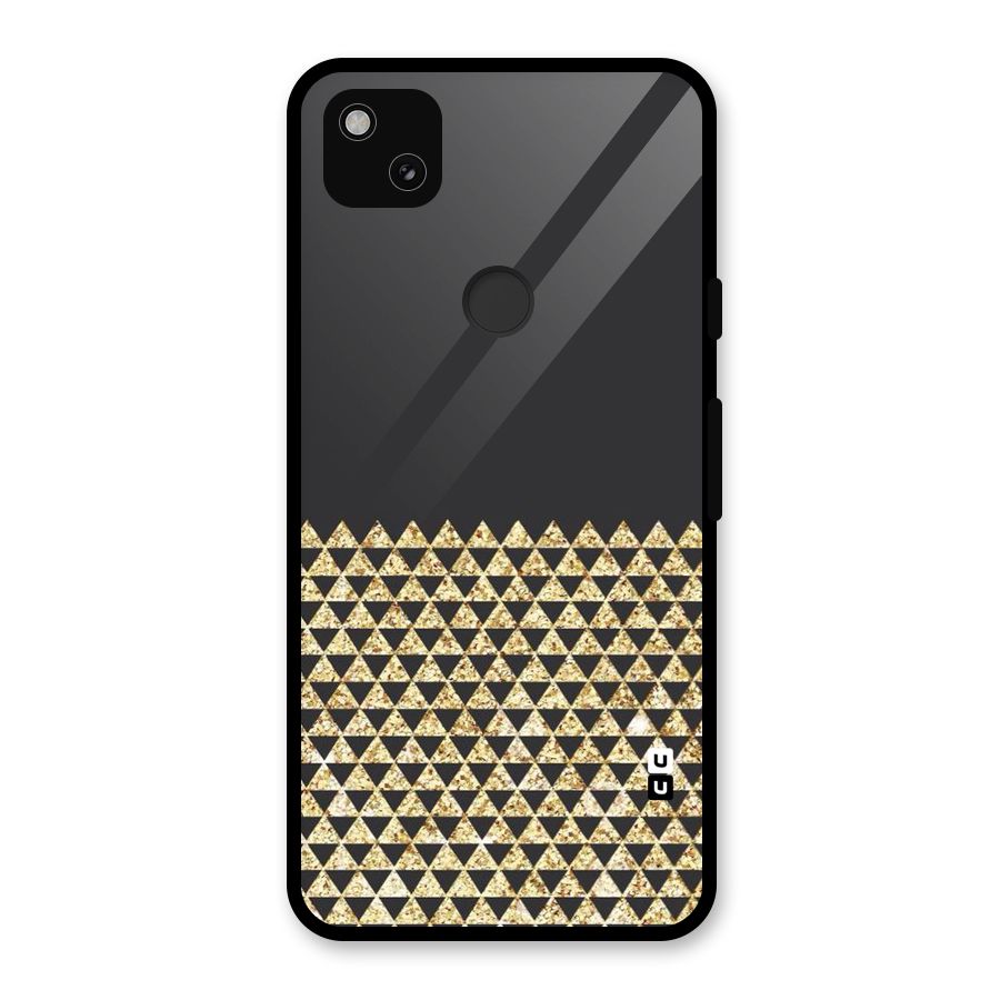 Dark Grey Golden Triangles Glass Back Case for Google Pixel 4a