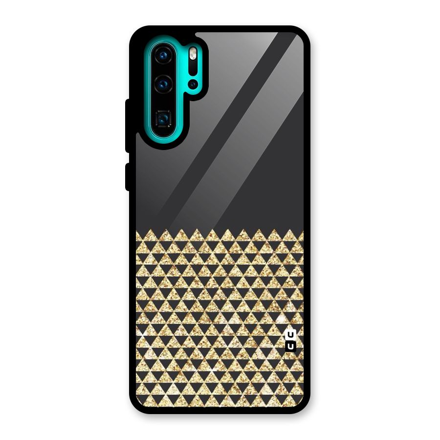 Dark Grey Golden Triangles Glass Back Case for Huawei P30 Pro