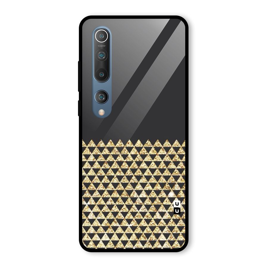 Dark Grey Golden Triangles Glass Back Case for Mi 10