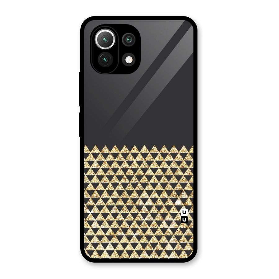 Dark Grey Golden Triangles Glass Back Case for Mi 11 Lite