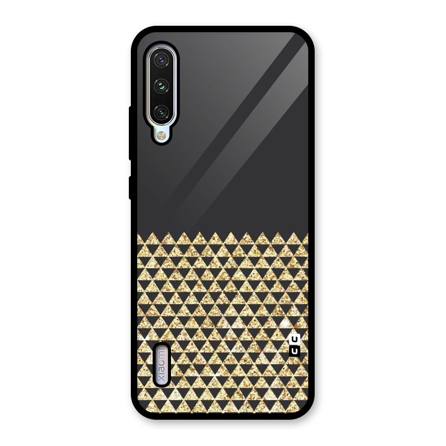 Dark Grey Golden Triangles Glass Back Case for Mi A3