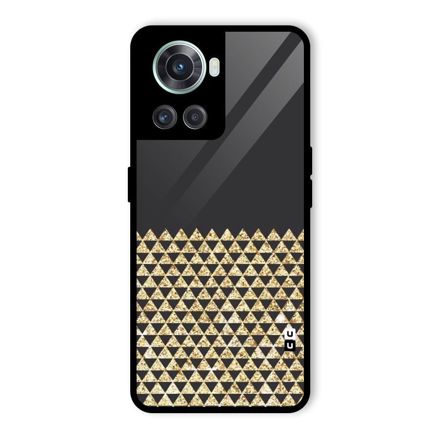 Dark Grey Golden Triangles Glass Back Case for OnePlus 10R