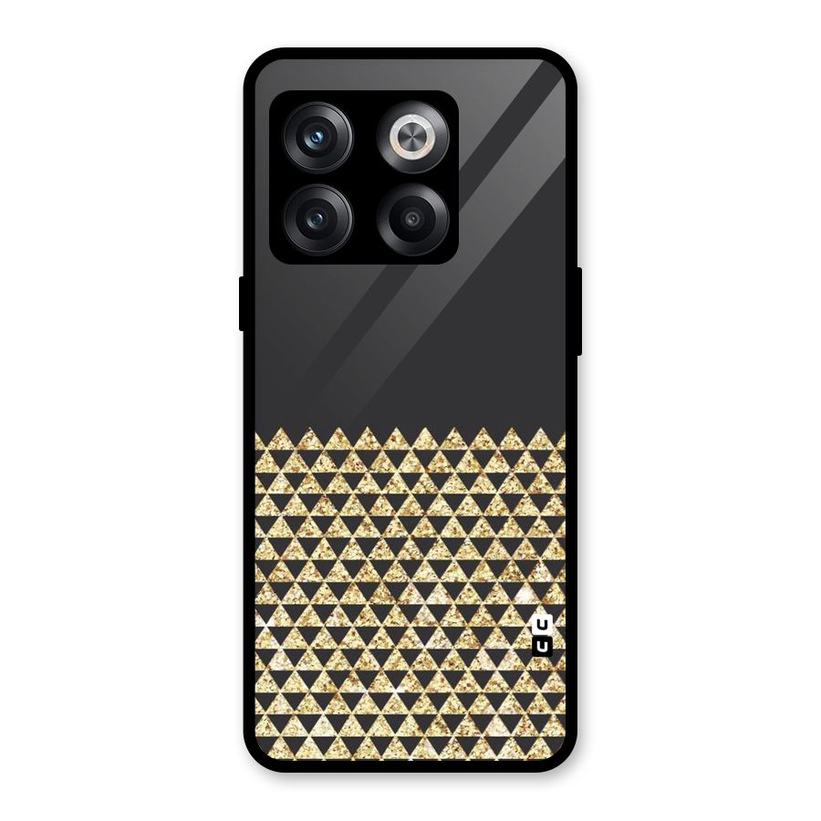 Dark Grey Golden Triangles Glass Back Case for OnePlus 10T