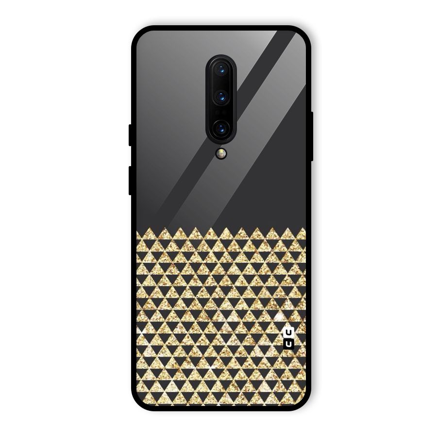 Dark Grey Golden Triangles Glass Back Case for OnePlus 7 Pro