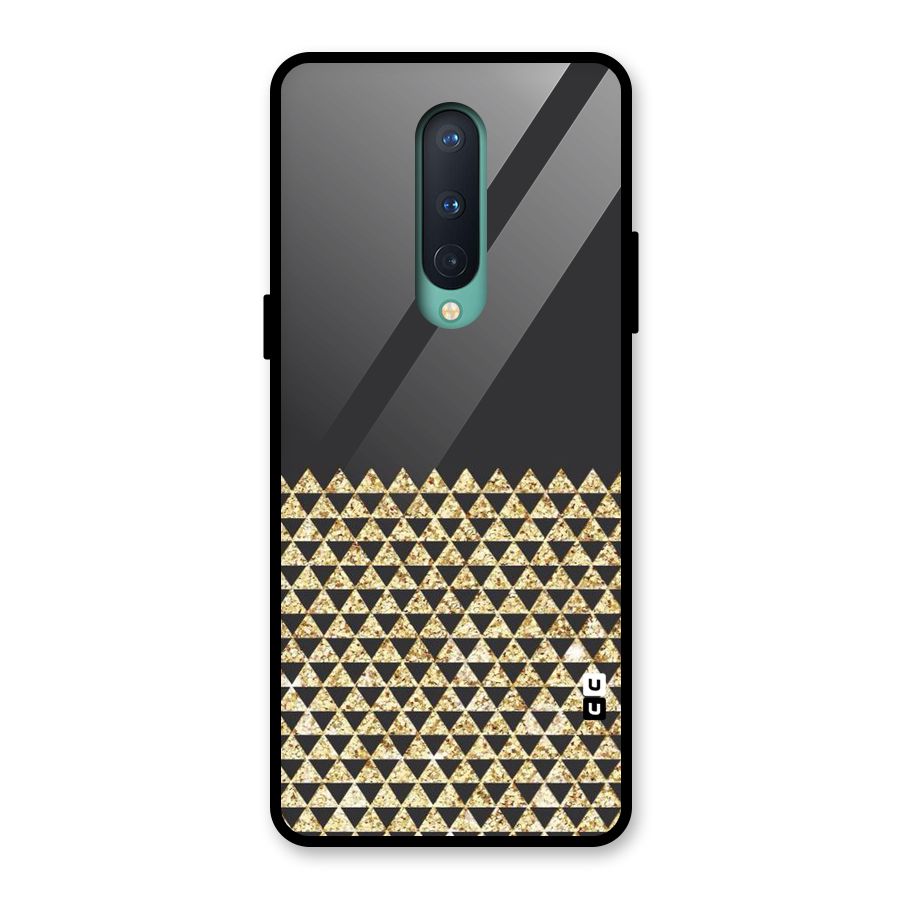 Dark Grey Golden Triangles Glass Back Case for OnePlus 8