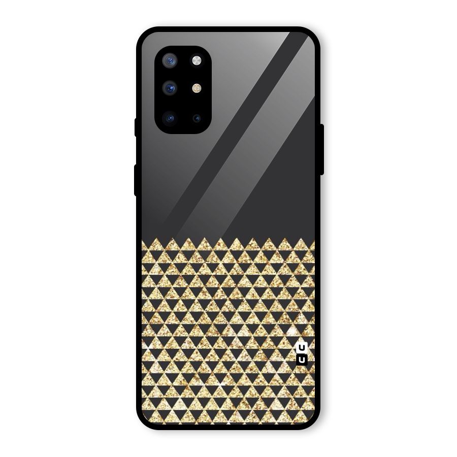 Dark Grey Golden Triangles Glass Back Case for OnePlus 8T