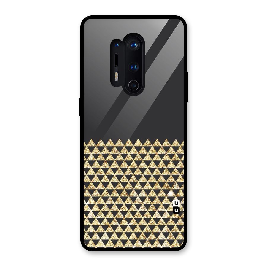 Dark Grey Golden Triangles Glass Back Case for OnePlus 8 Pro