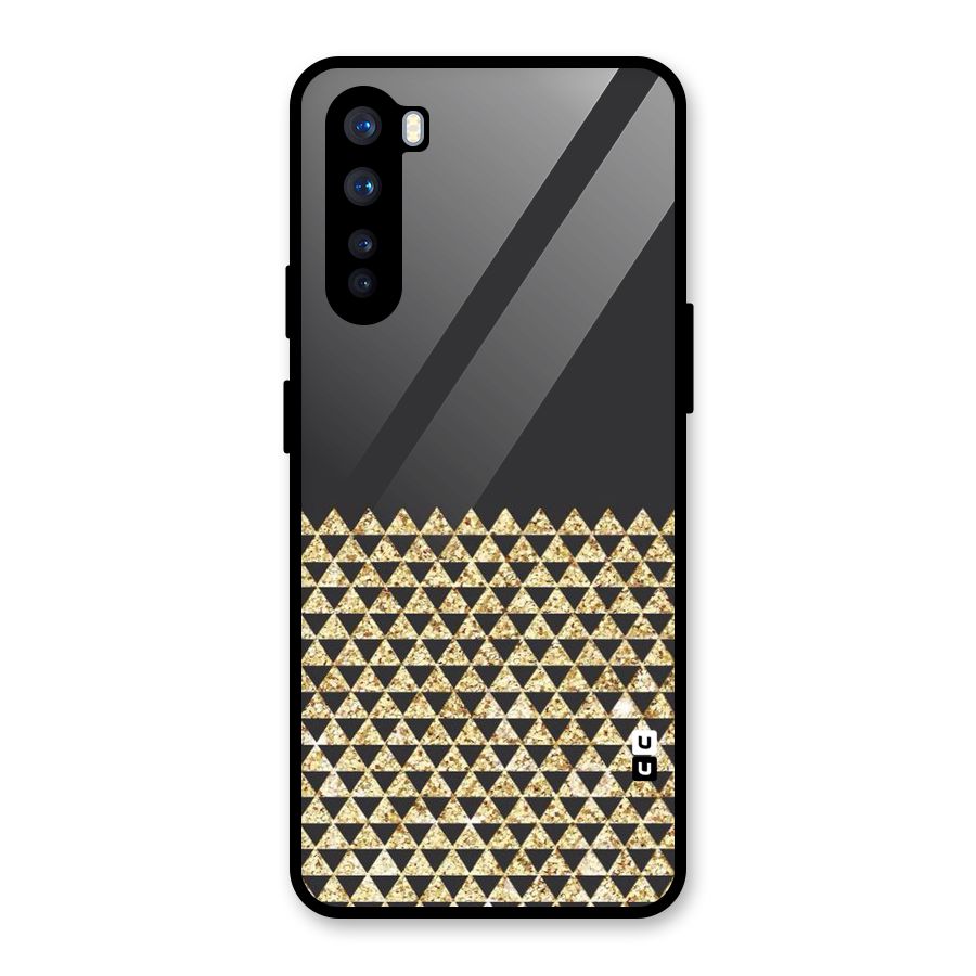 Dark Grey Golden Triangles Glass Back Case for OnePlus Nord