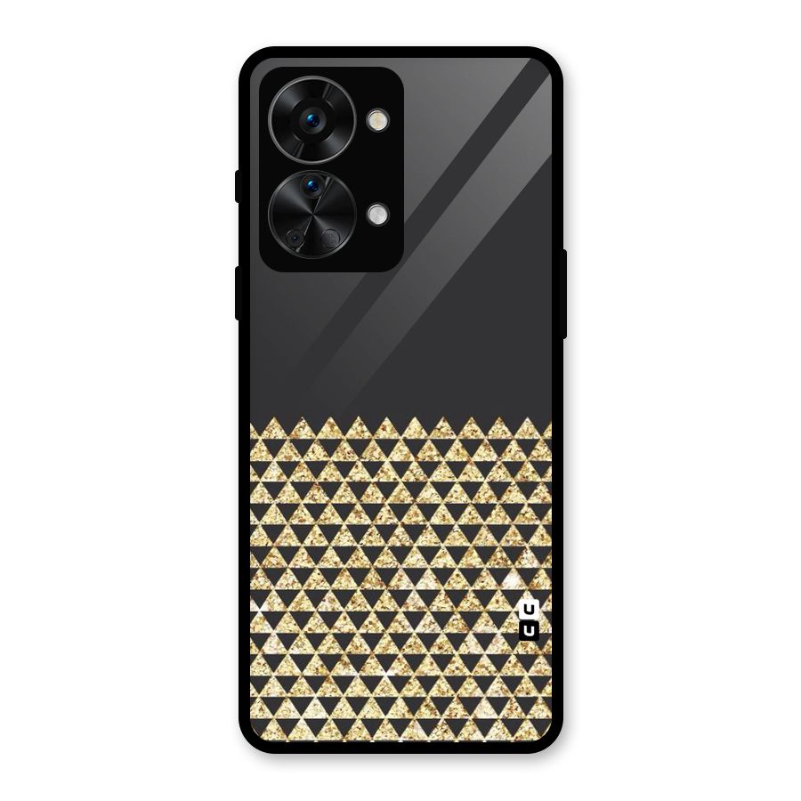 Dark Grey Golden Triangles Glass Back Case for OnePlus Nord 2T