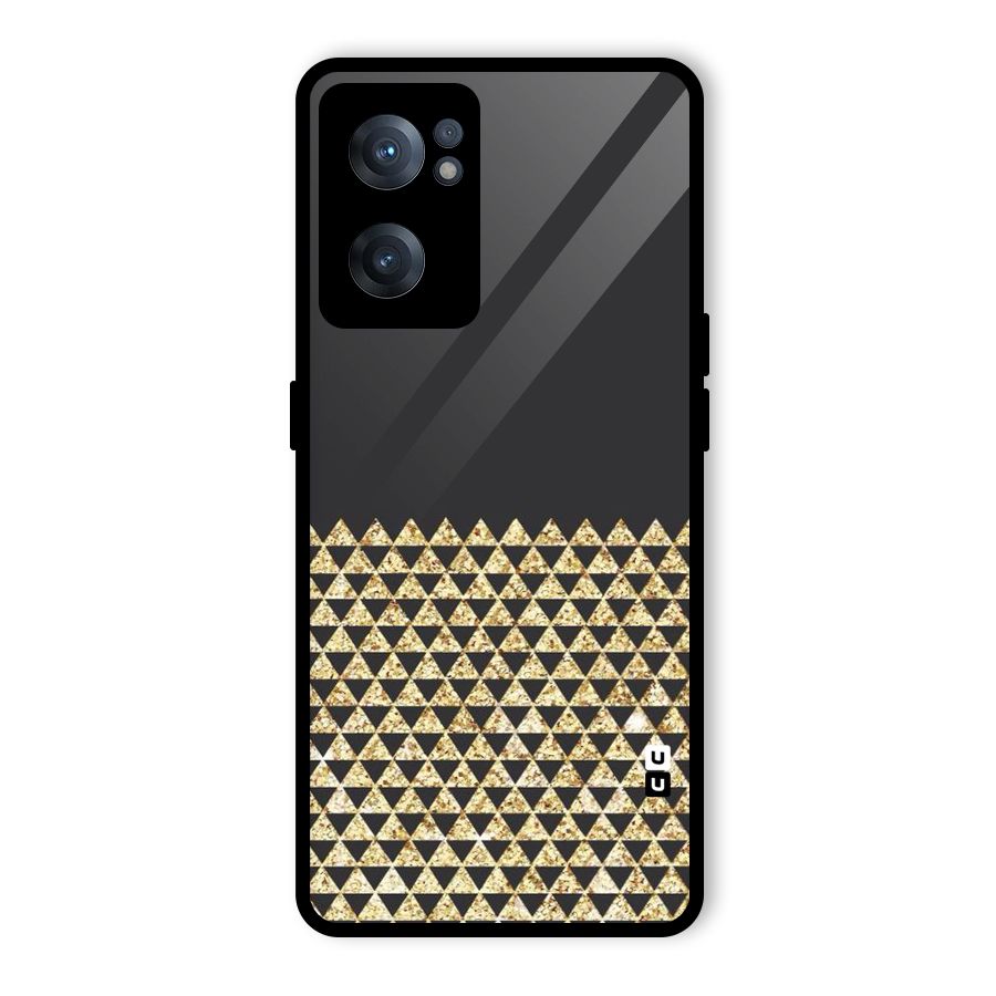 Dark Grey Golden Triangles Glass Back Case for OnePlus Nord CE 2 5G
