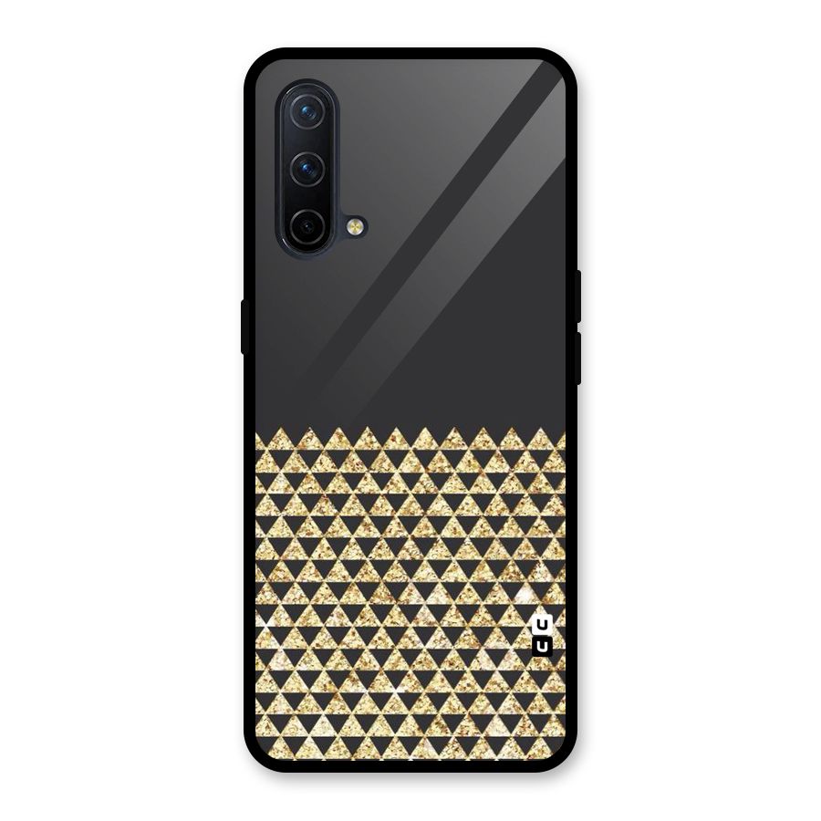 Dark Grey Golden Triangles Glass Back Case for OnePlus Nord CE 5G