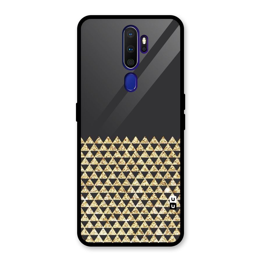 Dark Grey Golden Triangles Glass Back Case for Oppo A9 (2020)