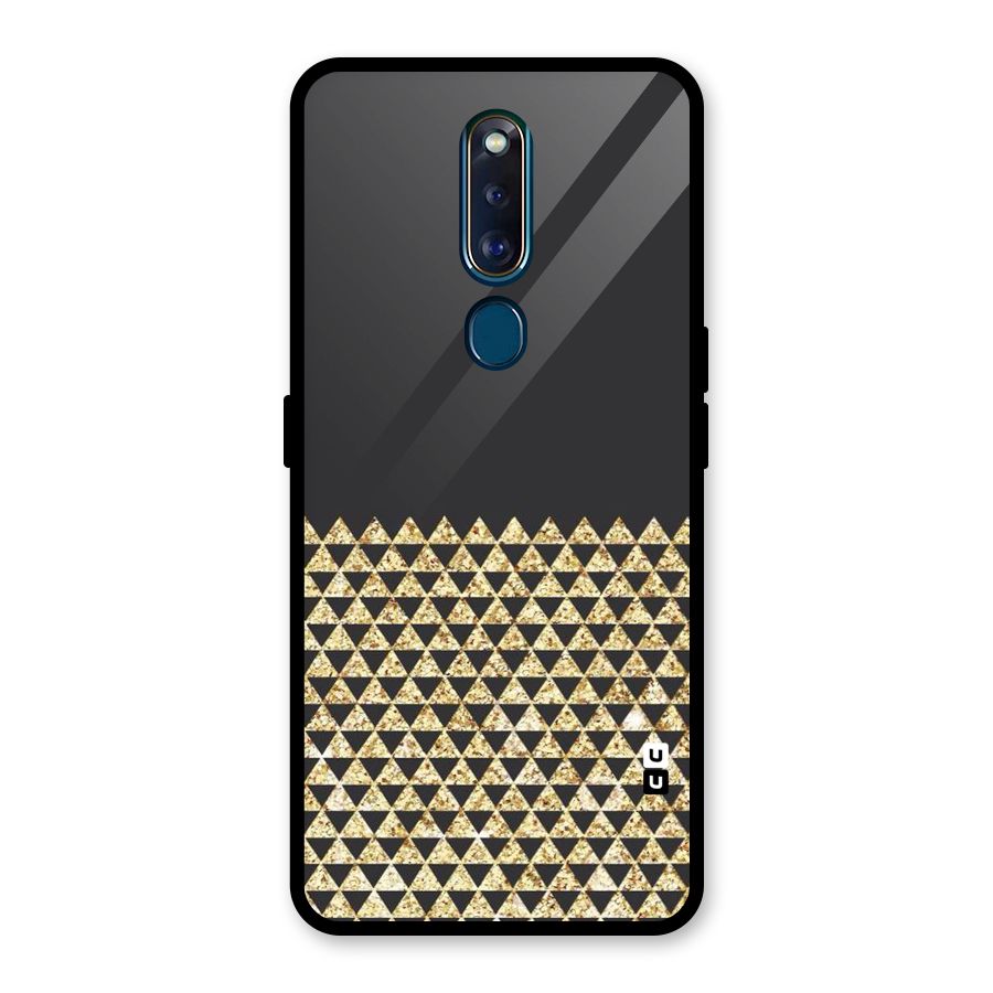 Dark Grey Golden Triangles Glass Back Case for Oppo F11 Pro