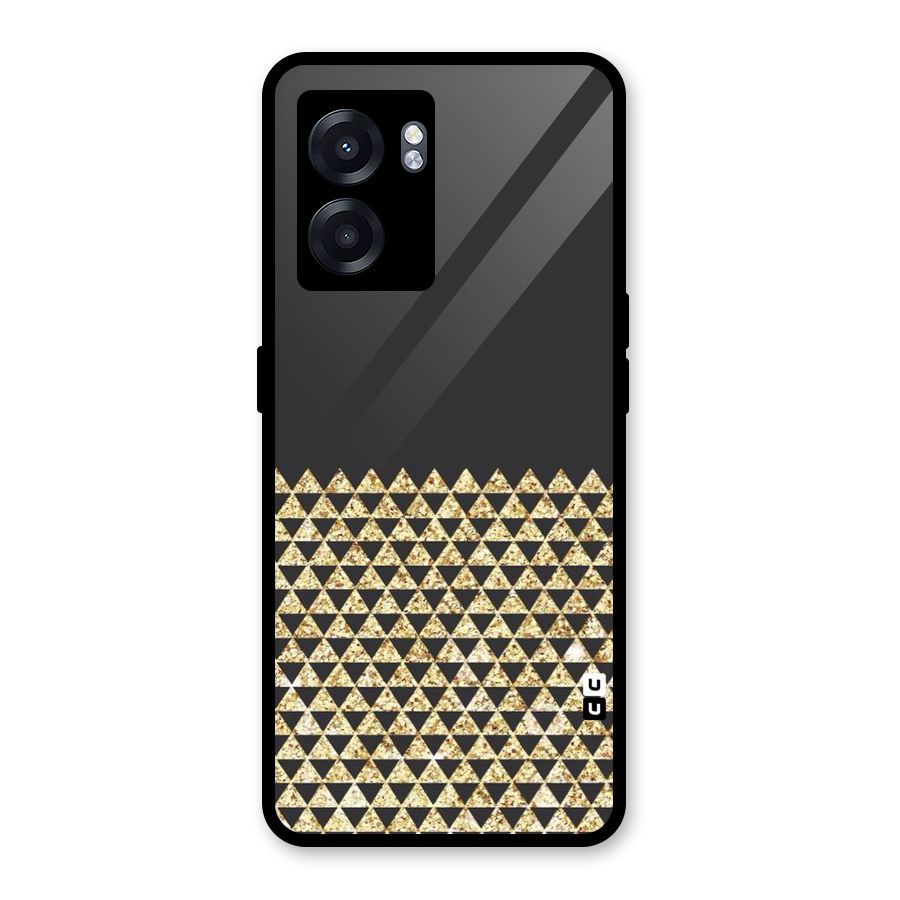 Dark Grey Golden Triangles Glass Back Case for Oppo K10 (5G)