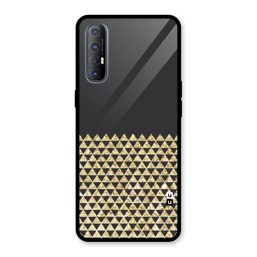 Dark Grey Golden Triangles Glass Back Case for Oppo Reno3 Pro