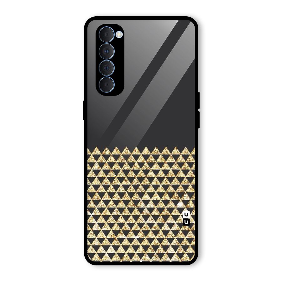 Dark Grey Golden Triangles Glass Back Case for Oppo Reno4 Pro