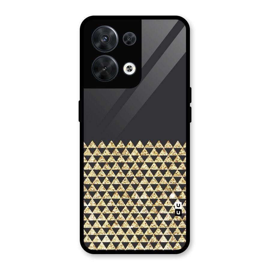 Dark Grey Golden Triangles Glass Back Case for Oppo Reno8 5G