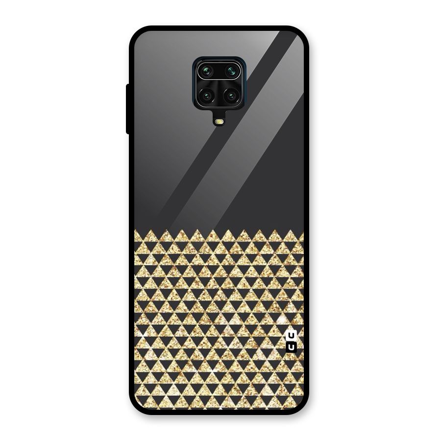 Dark Grey Golden Triangles Glass Back Case for Poco M2 Pro