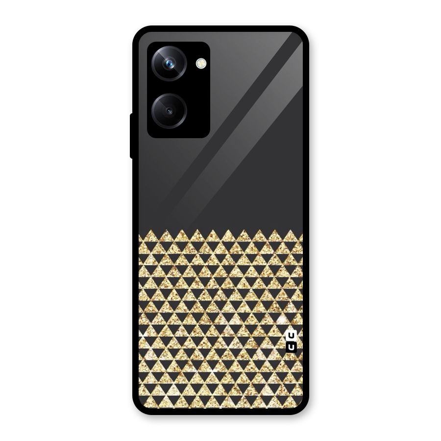 Dark Grey Golden Triangles Glass Back Case for Realme 10 Pro