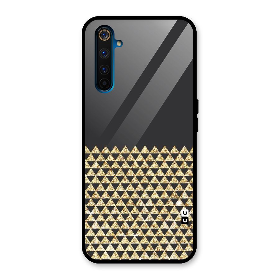 Dark Grey Golden Triangles Glass Back Case for Realme 6 Pro