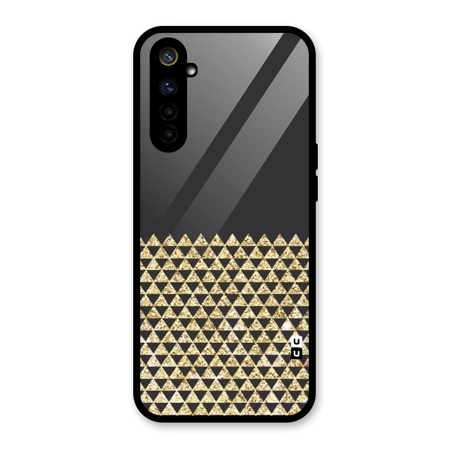 Dark Grey Golden Triangles Glass Back Case for Realme 6i