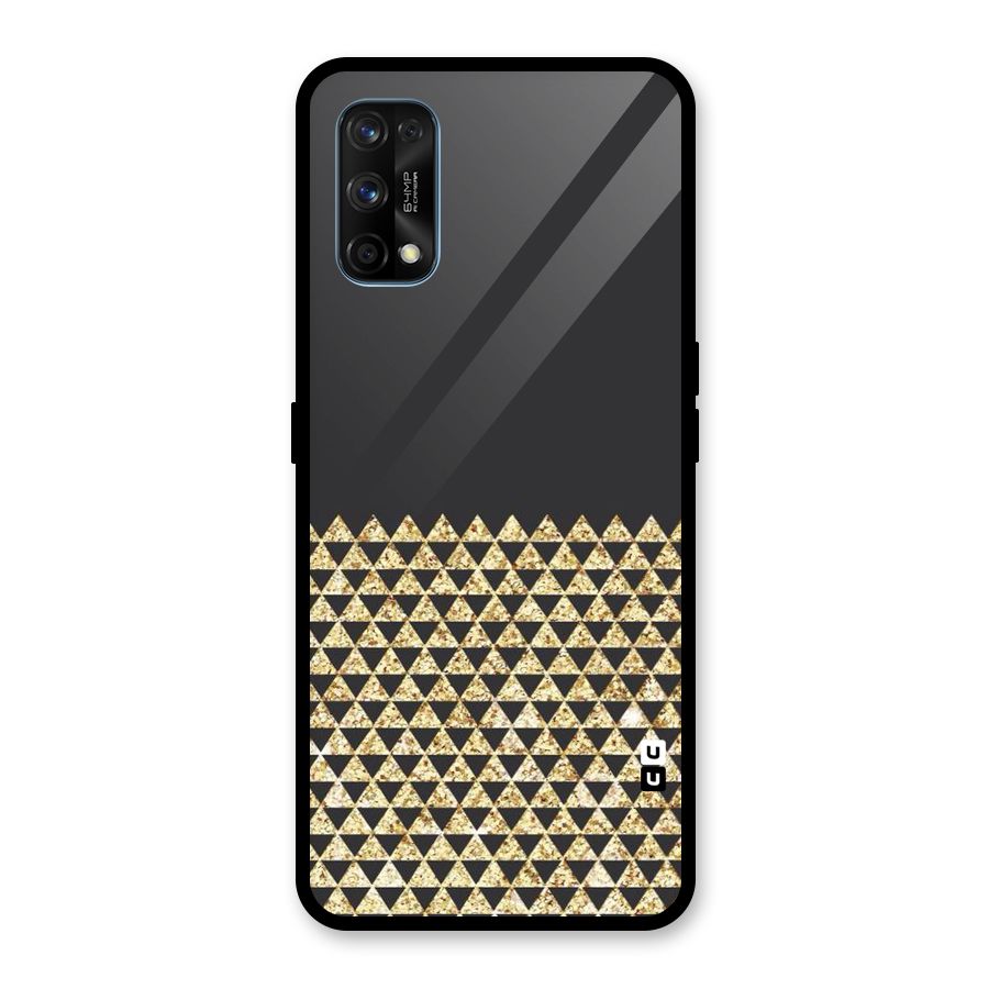 Dark Grey Golden Triangles Glass Back Case for Realme 7 Pro