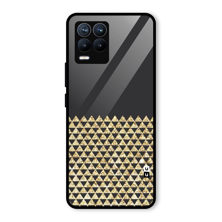 Dark Grey Golden Triangles Glass Back Case for Realme 8 Pro